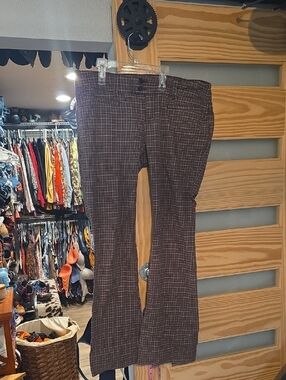 Brown Plaid Flair Pants